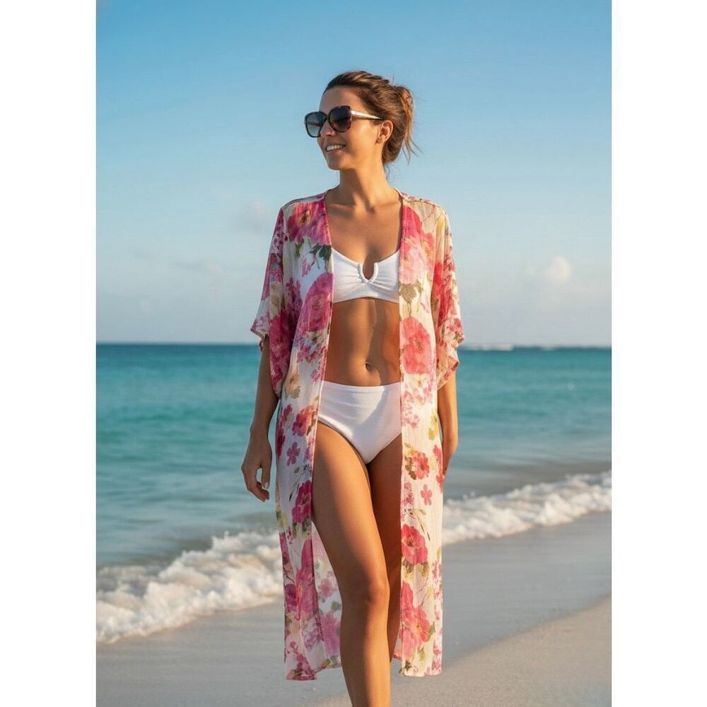 Betsey Johnson Swimsuit Cover Up Floral Multicolor‎ Pink One Size